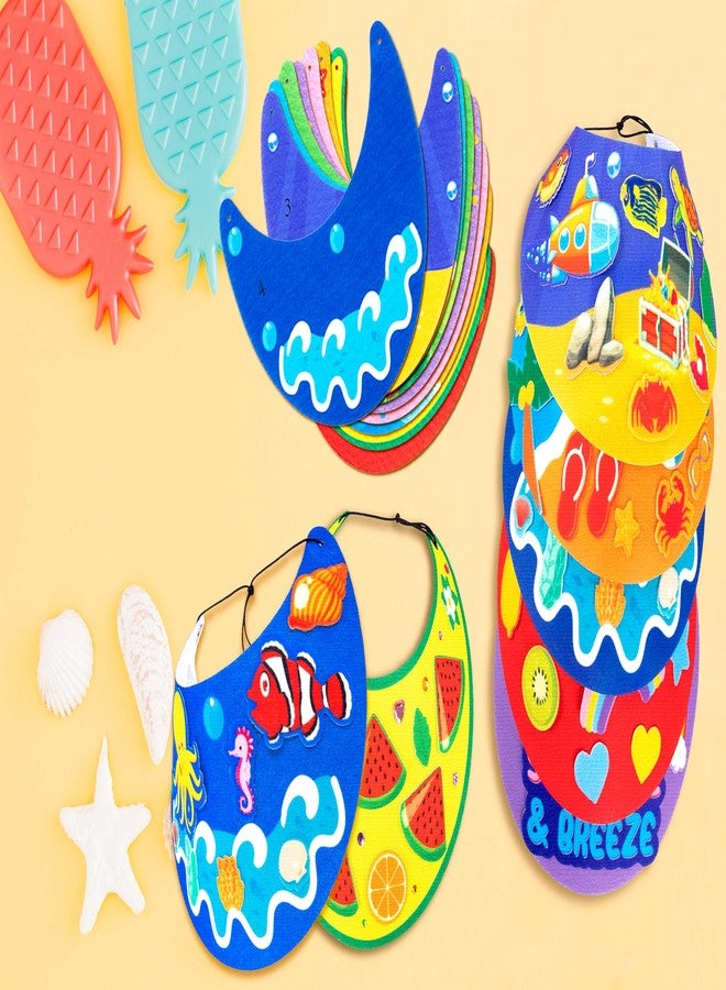 80UncleKimby 30Sets Summer Felt Visor Hats Crafts Kits for Kids Bulk, DIY Beach Sun Visor Hat Activities with Stickers for Hawaiian/Luau/Under-The-Sea Party Supplies - Image 5